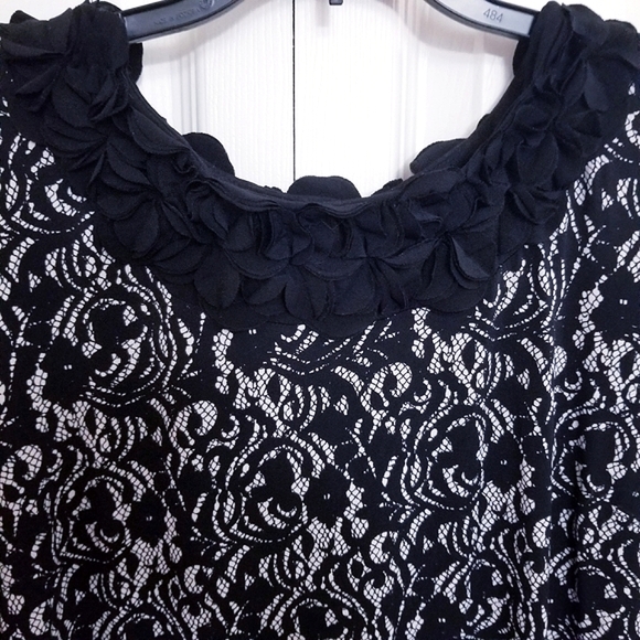 Floral Applique Faux Lace Dress by Alfani - Picture 3 of 5
